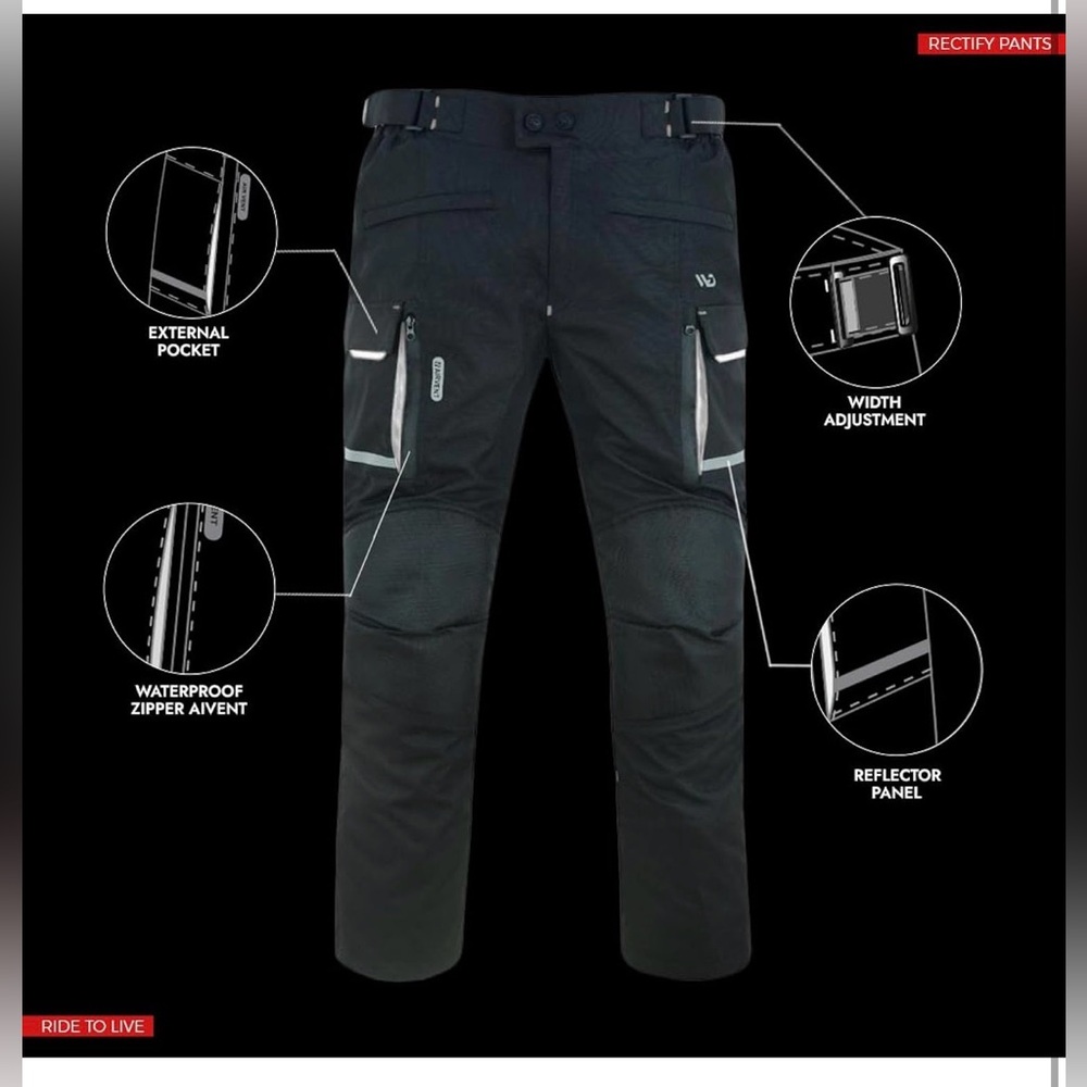 WD Motorcycle Pants All Season Waterproof  CE Armor Reflective Size 40 (XXL) - Picture 2 of 5